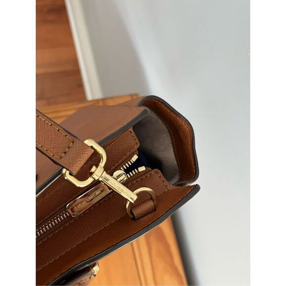 Michael Kors Large Saffiano Leather Selma Satchel Handbag Luggage Brown - Picture 7 of 16